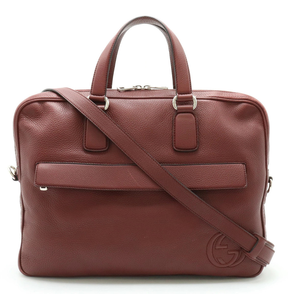 Gucci Interlocking G Business Bag Briefcase Shoulder Leather Bordeaux Purple